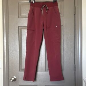 FIGS Yola High Waisted Scrub Pant in Dark Cherry